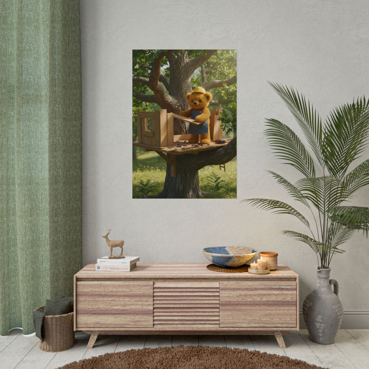 Teddy On Tour Teddy and treehouse poster Rolled Posters
