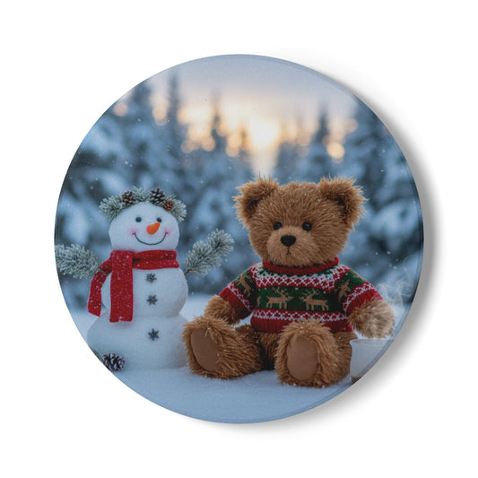 Teddy on Tour Christmas 2025 Ceramic Coaster 4