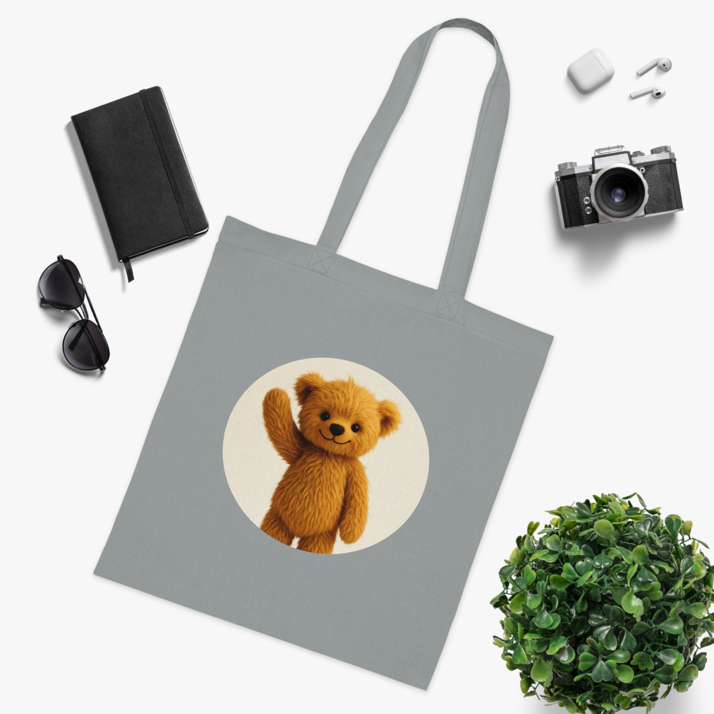 Teddy On Tour Cotton Tote Bag