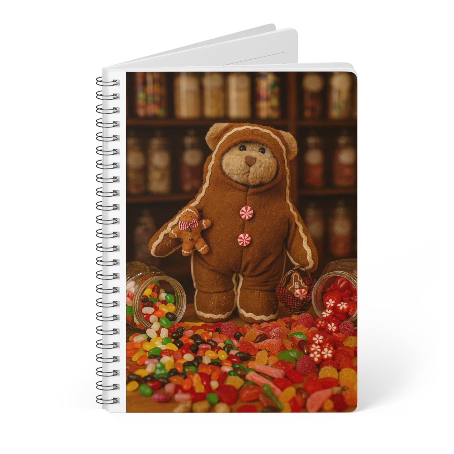 Teddy On tour Ginger Decor Wirebound Softcover Notebook, A5