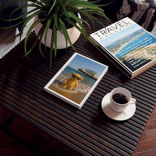 Teddy on Tour Adventure Gallery Beach Hard Backed Journal