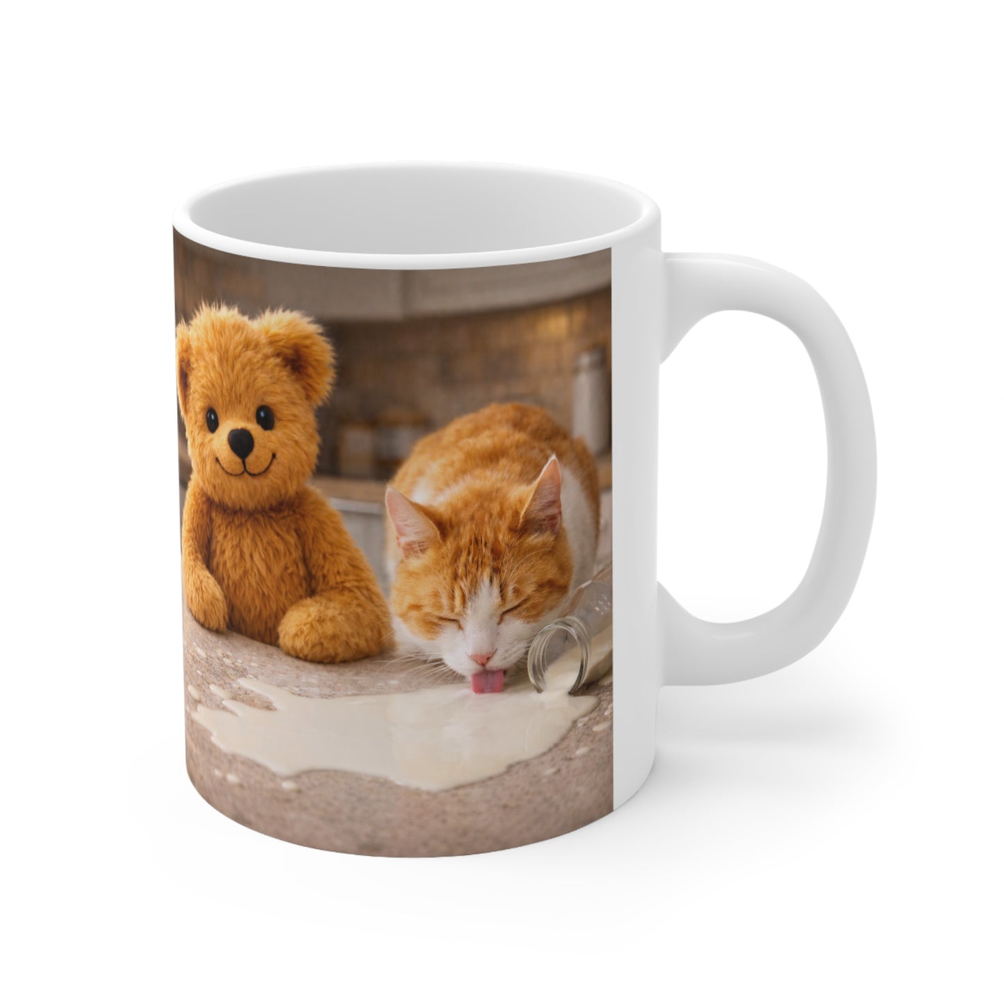 Teddy On Tour Teddy and Cat Ceramic Mug