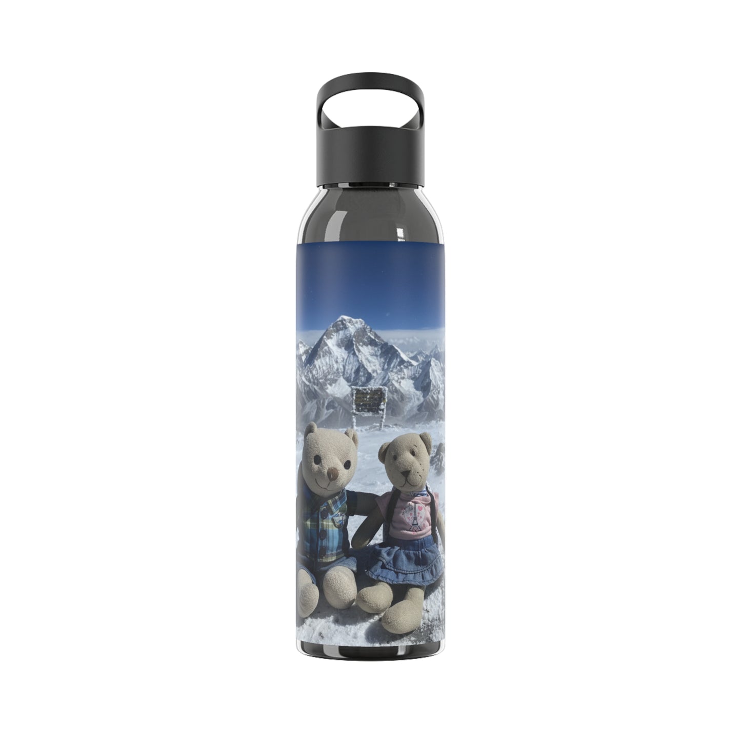 Teddy on Tour TB and Pippa Climb Everest Sky Water Bottle