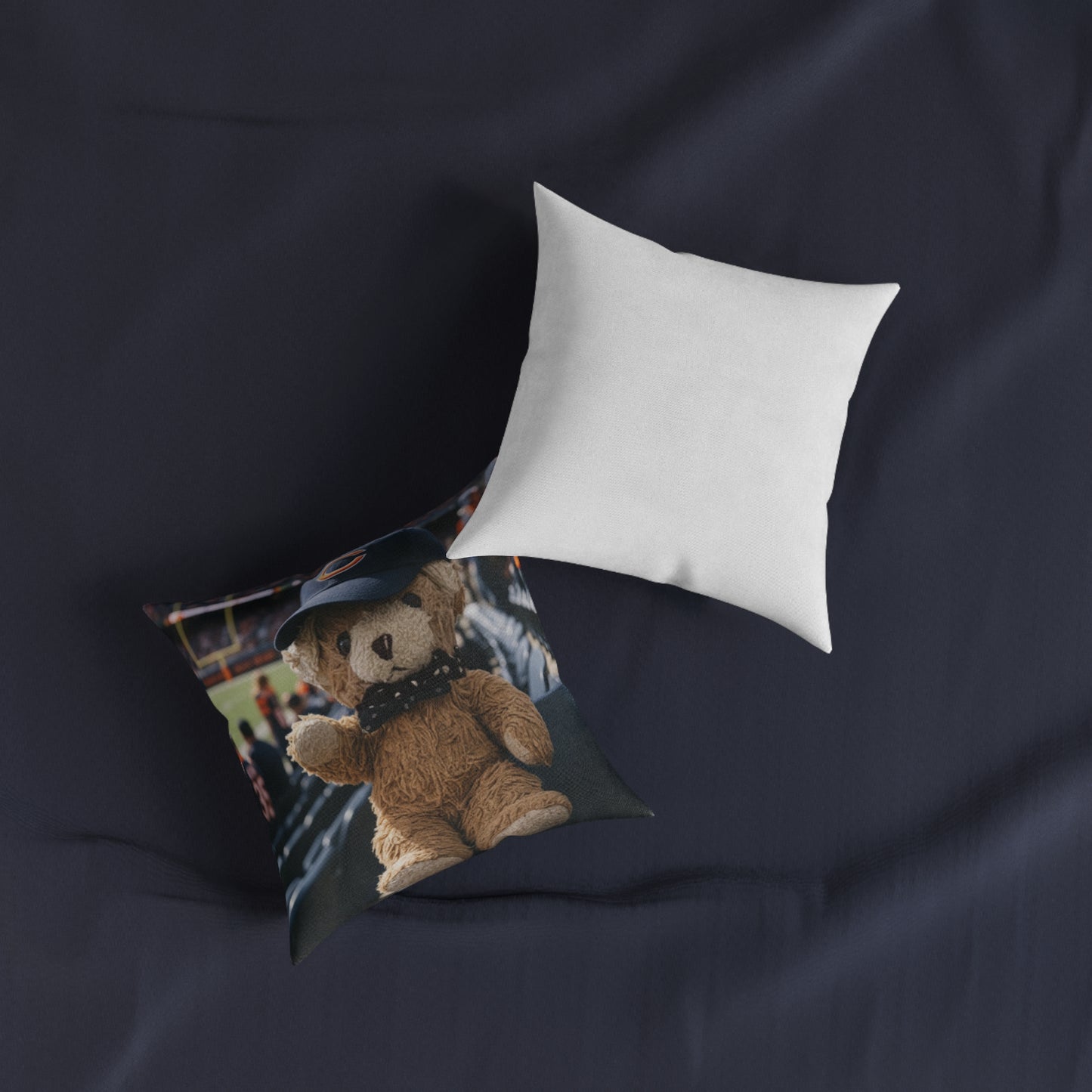 Teddy on Tour Ben visits the Chicago Bears  Square Pillow