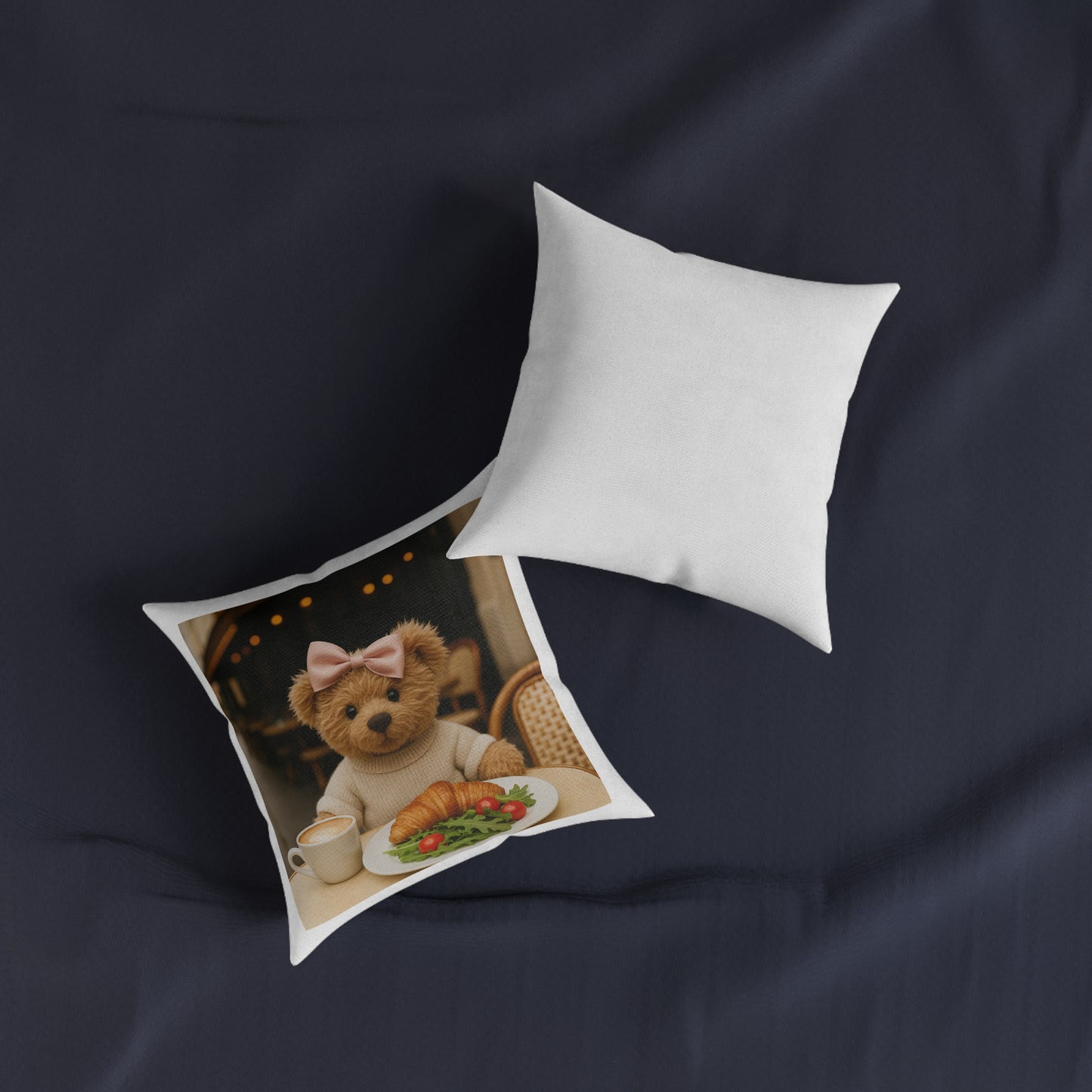 Teddy on Tour Luna in Paris Square Pillow