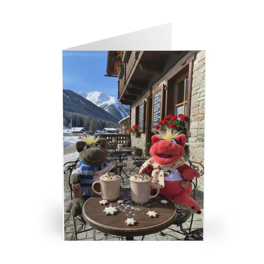 Teddy On Tour – Octey and Elsie in Seefeld-in-Tirol Austria 2 Greeting Cards (5 Pack)