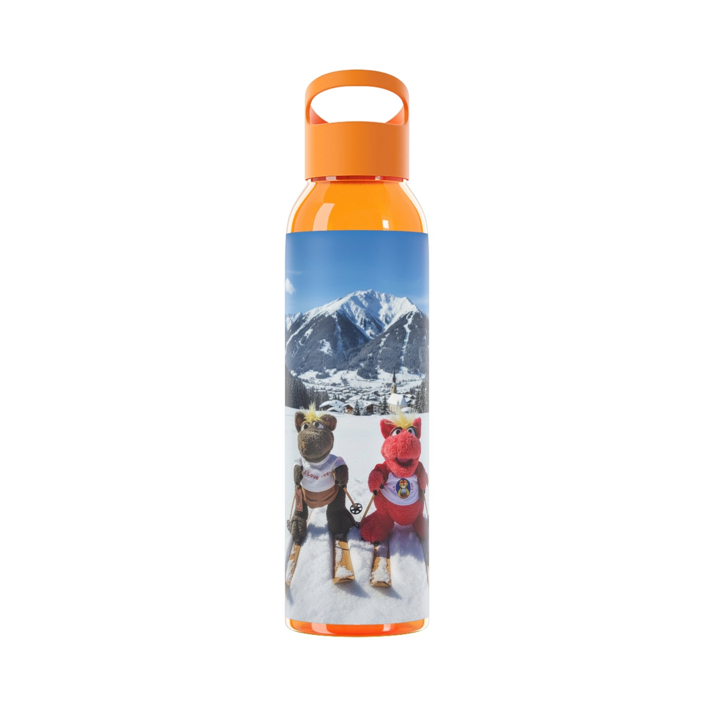 Teddy on Tour Octey and Elsie in Seefeld-in-Tirol Austria Sky Water Bottle