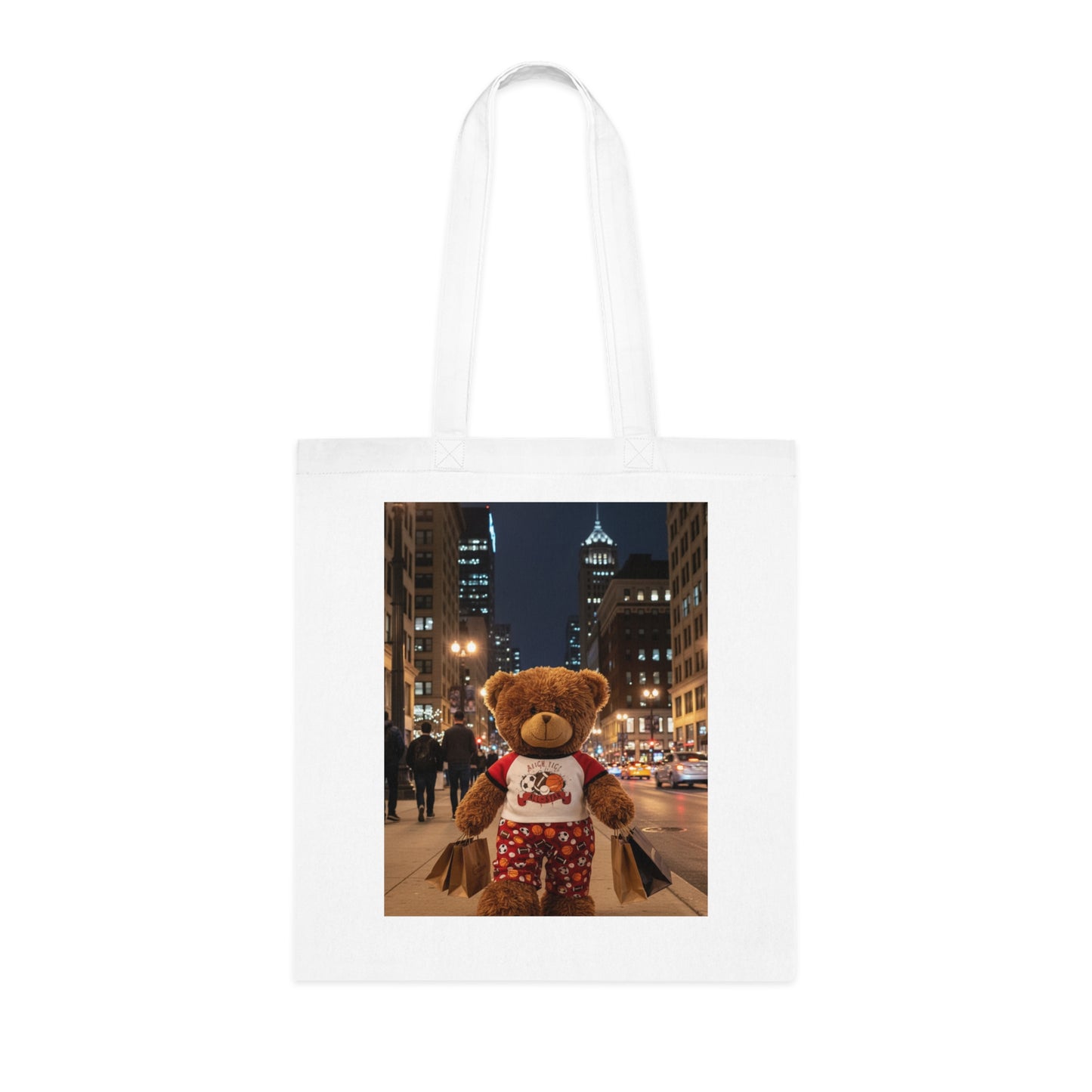 Teddy On Tour – Jake in Chicago Cotton Tote Bag