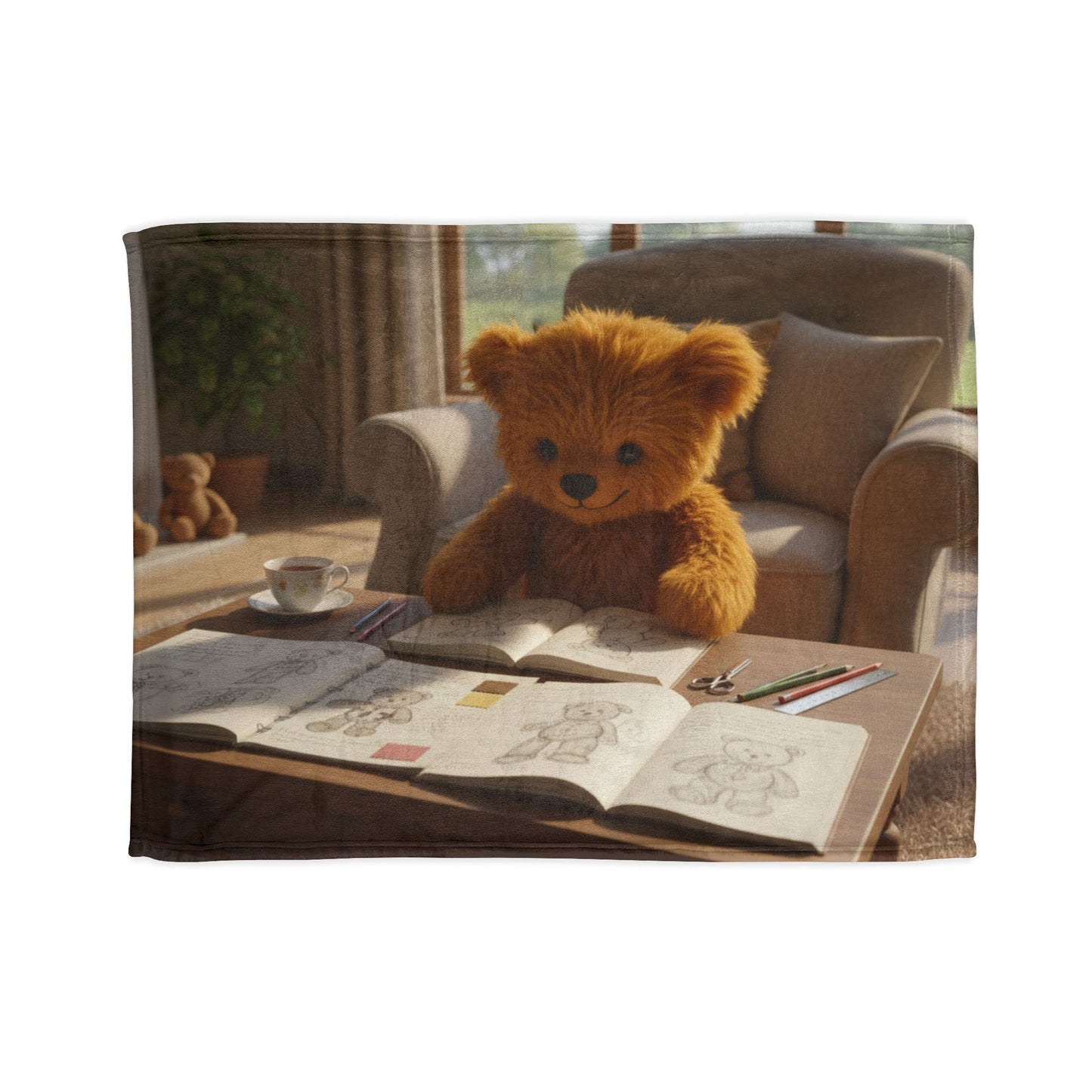 Teddy On Tour Teddy Colouring Soft Polyester Blanket (look for a matching cushion)