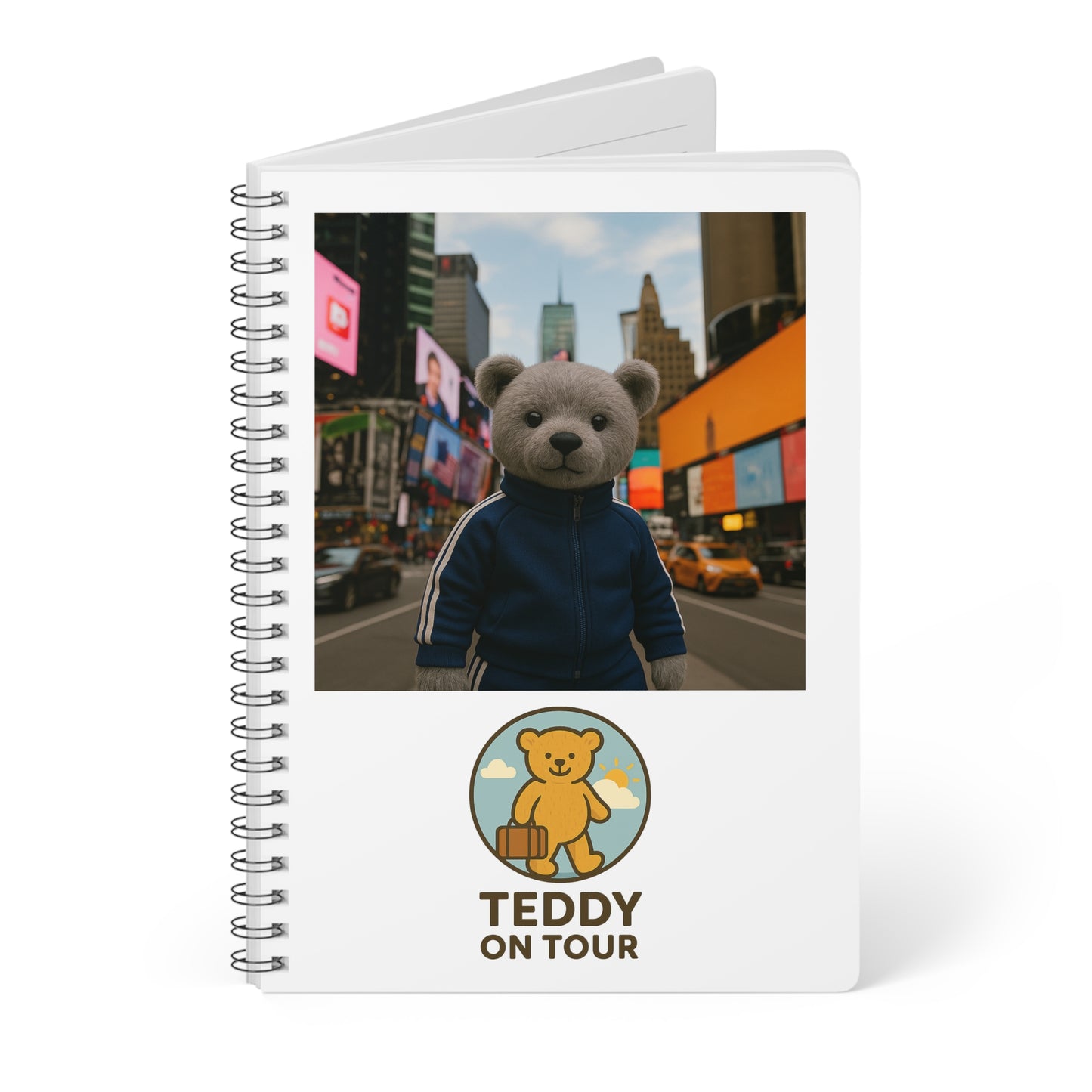 Teddy On tour Hudson New York Wirebound Softcover Notebook, A5