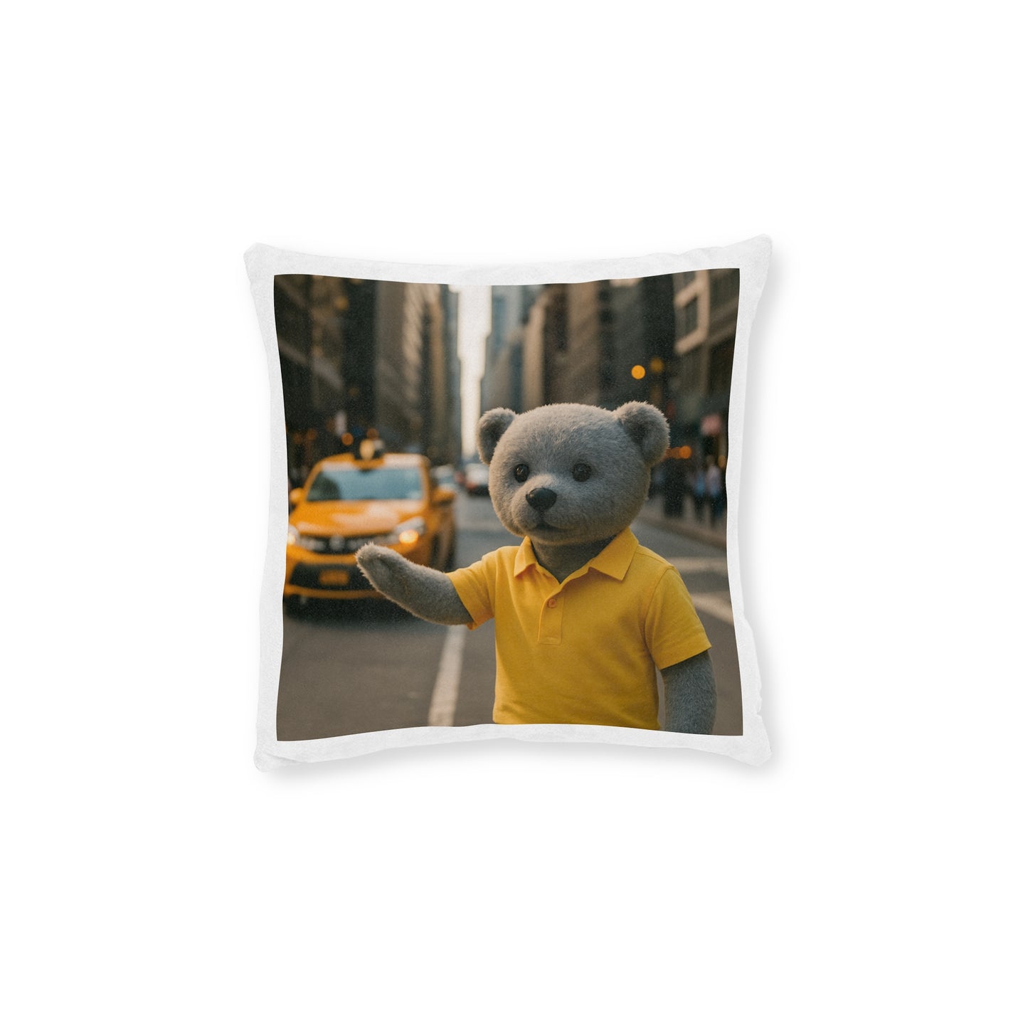 Teddy on Tour Hudson in New York Square Pillow