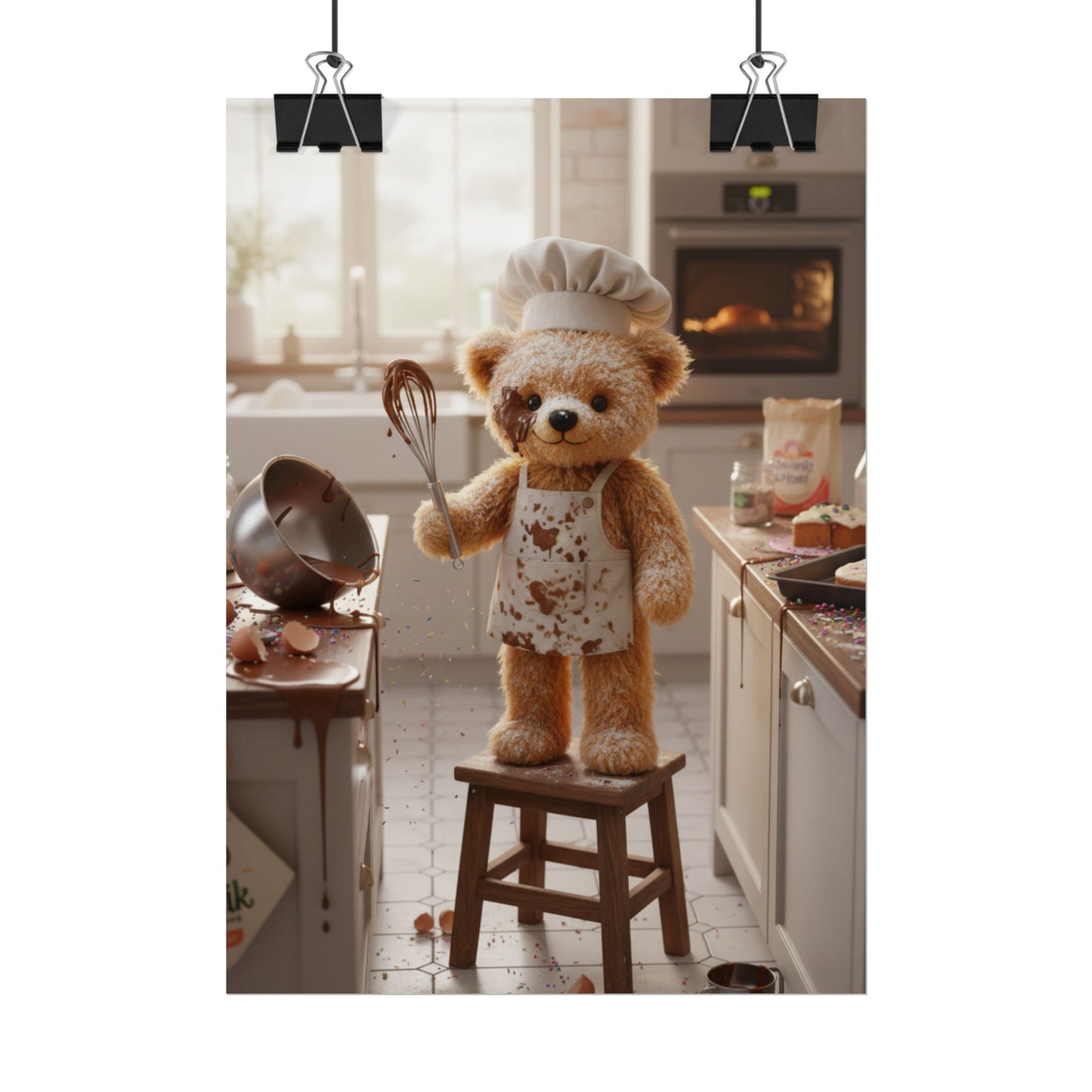 Teddy On Tour Teddy baking poster Rolled Posters