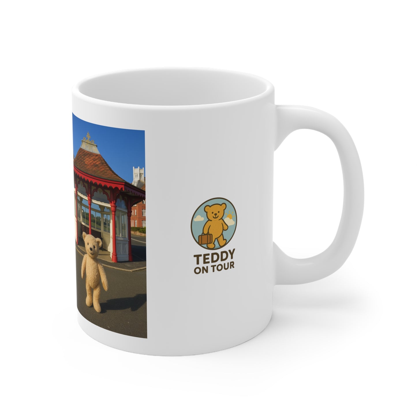 Teddy On Tour – Bexhill Shelter Ceramic Coffee Cup
