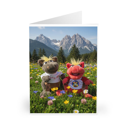 Teddy On Tour – Octey and Elsie in Seefeld-in-Tirol Austria Greeting Cards (5 Pack)
