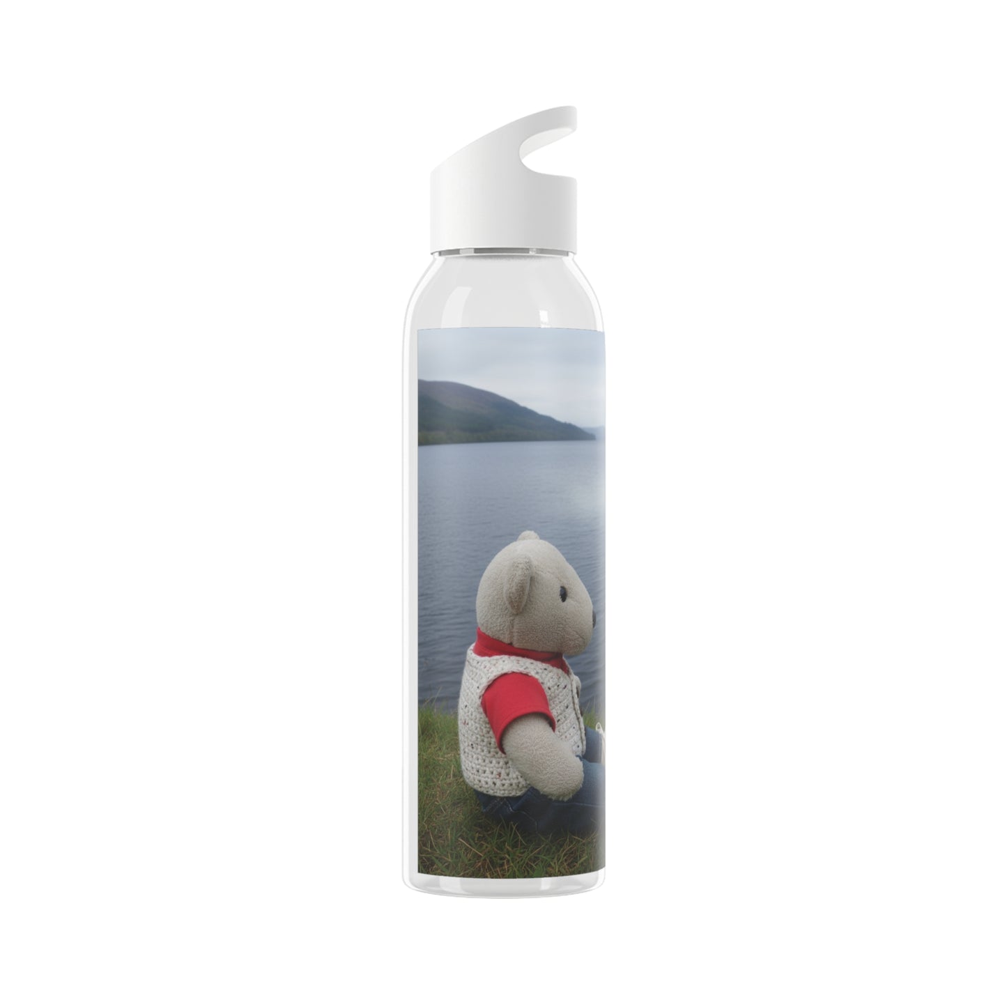 Teddy on Tour Andrew in Scotland Sky Water Bottle