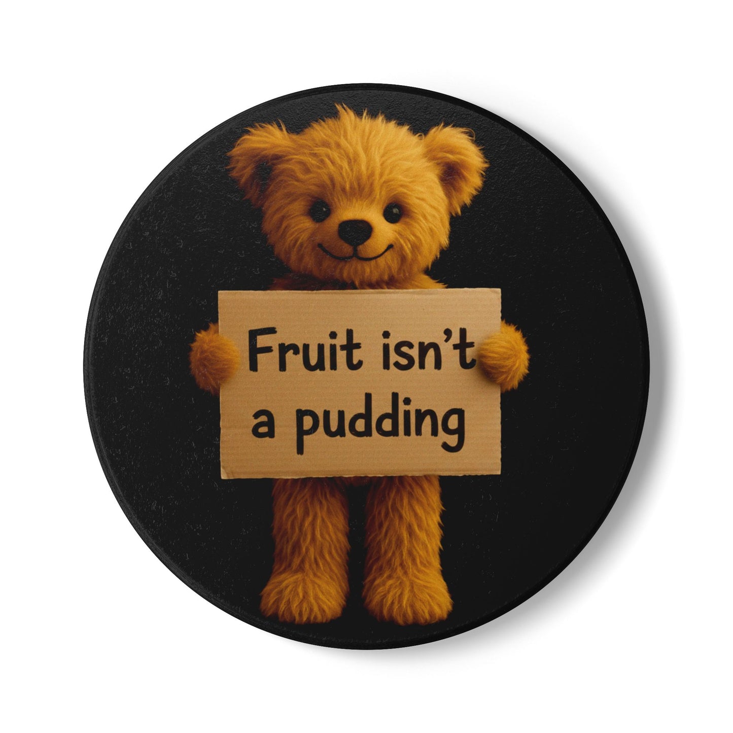 Teddy on Tour Teddy Fruit isnt a pudding Ceramic Coaster ( look for matching mug )