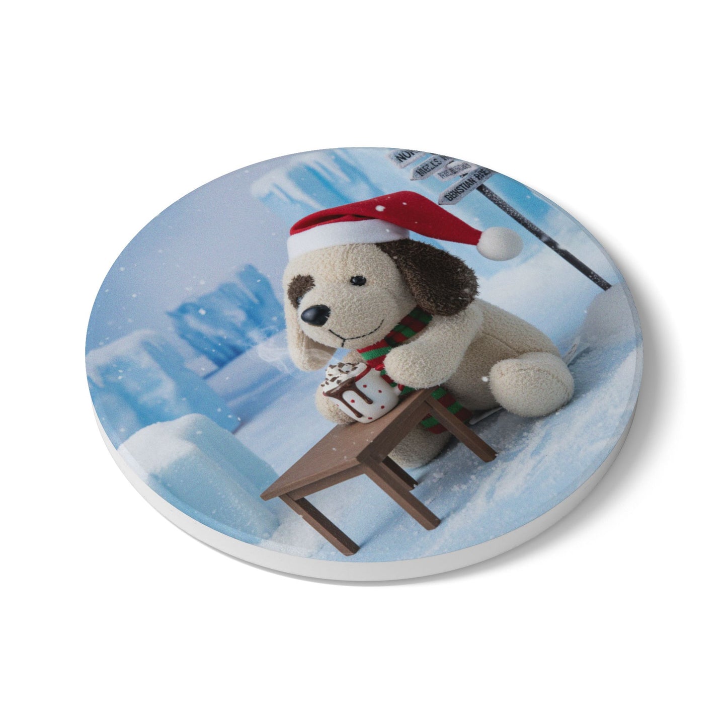 Teddy on Tour Christmas 2025 Ceramic Coaster 13