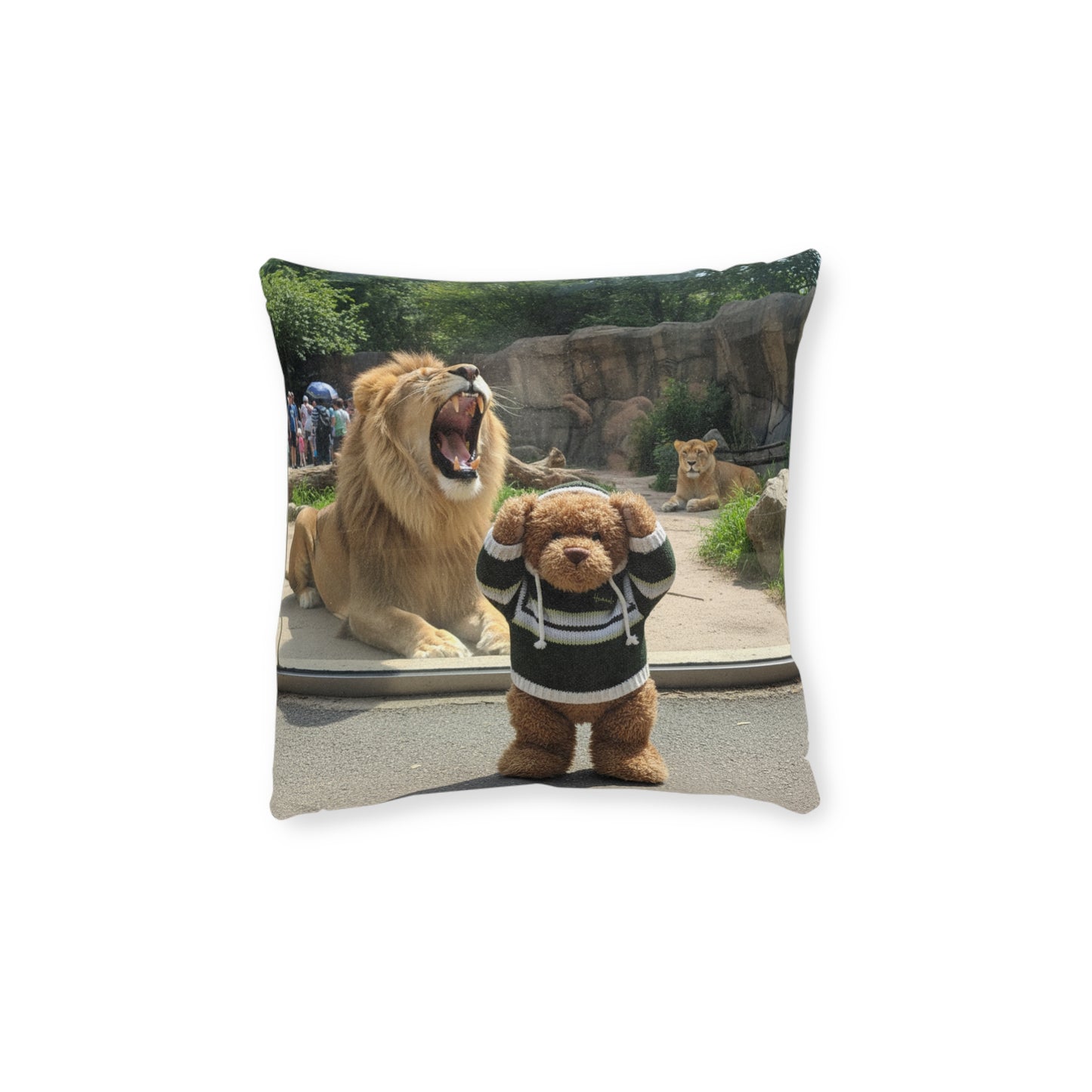 Teddy on Tour Harry at the Zoo Square Pillow