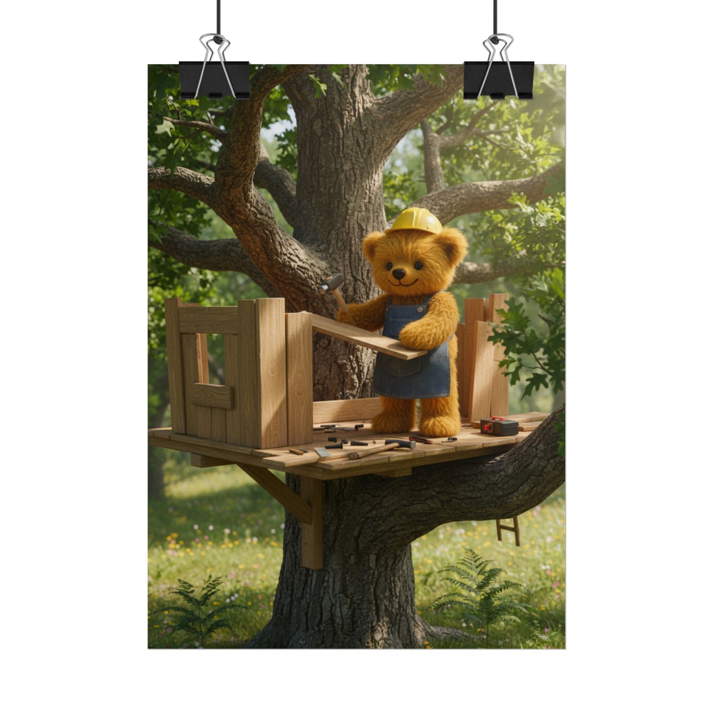 Teddy On Tour Teddy and treehouse poster Rolled Posters