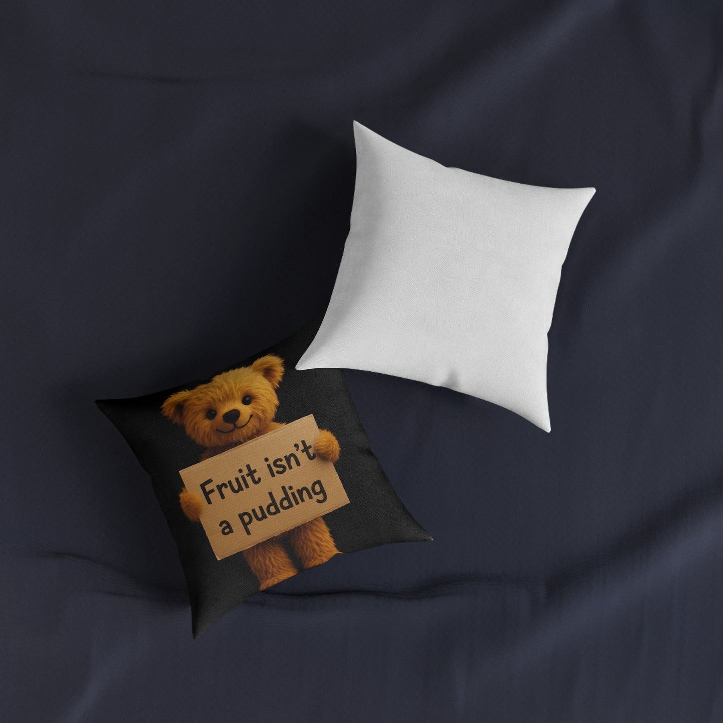 Teddy on Tour Fruit isnt a pudding Teddy Square Cushion