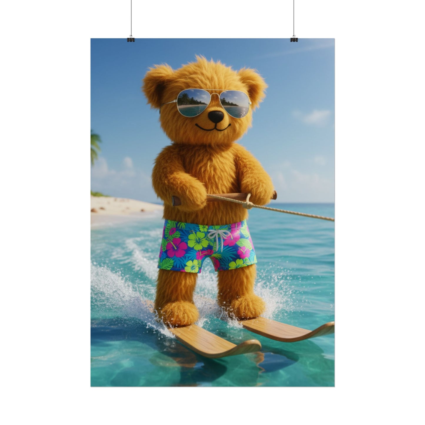 Teddy On Tour Teddy Water Skiing Poster Rolled Posters