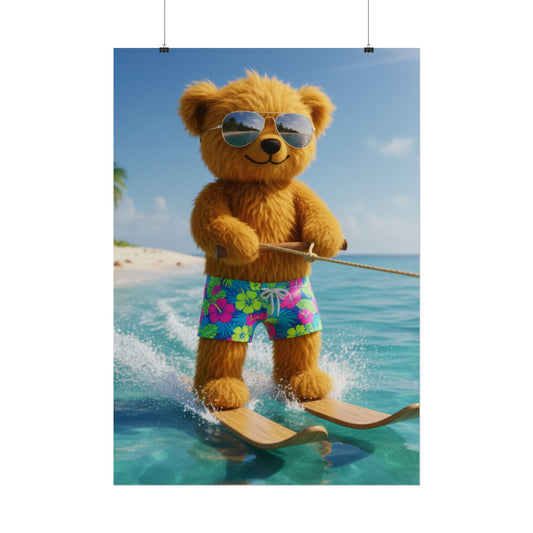 Teddy On Tour Teddy Water Skiing Poster Rolled Posters