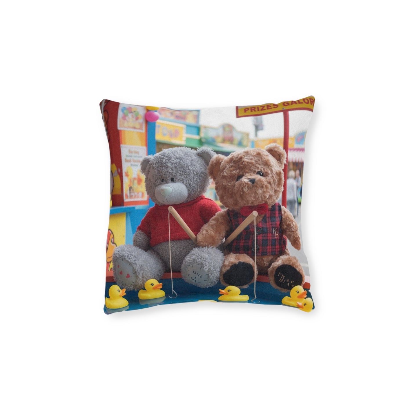 Teddy on Tour Jamie and Fraser Ferris Wheel Square Pillow