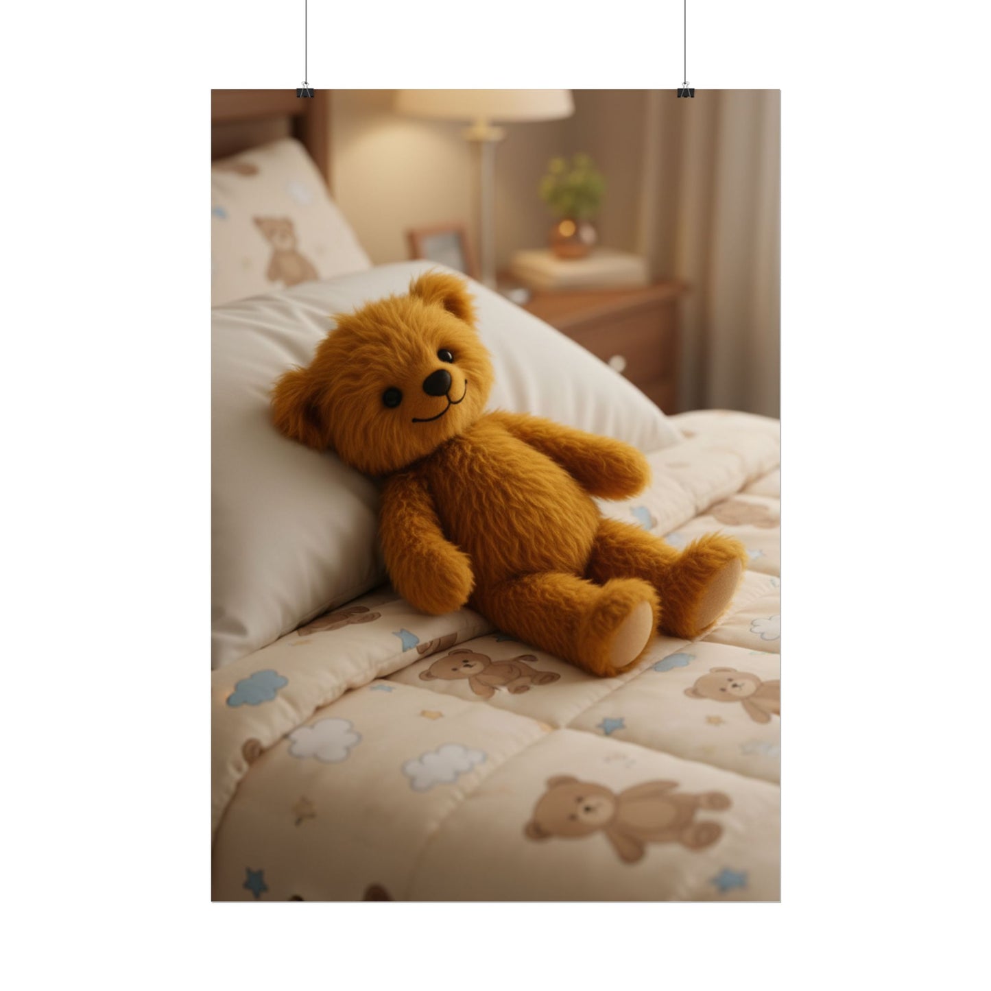 Teddy On Tour Teddy on bed poster Rolled Posters