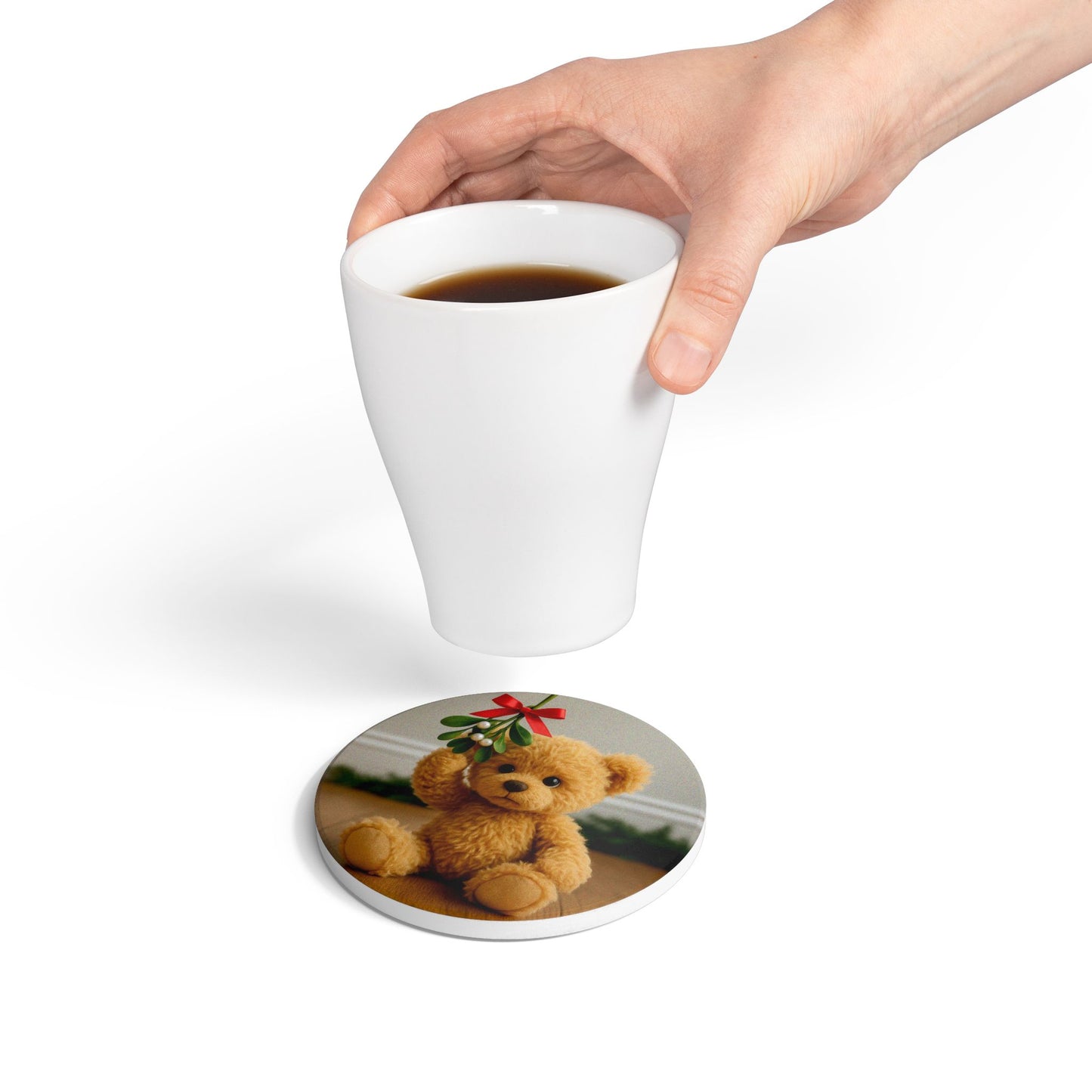 Teddy on Tour Christmas 2025 Ceramic Coaster 2