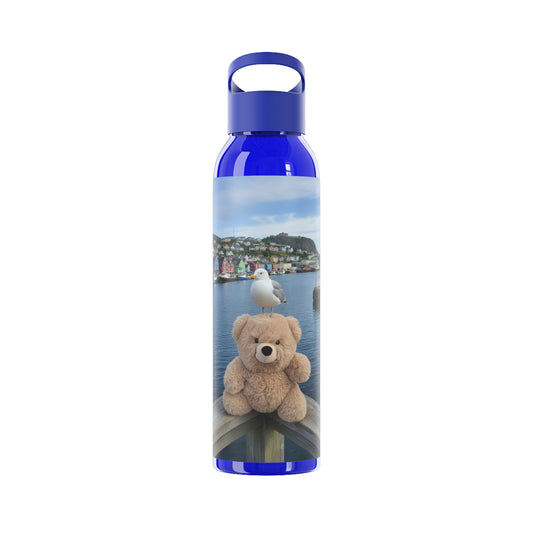 Teddy on Tour Fluffy in Newfoundland Sky Water Bottle