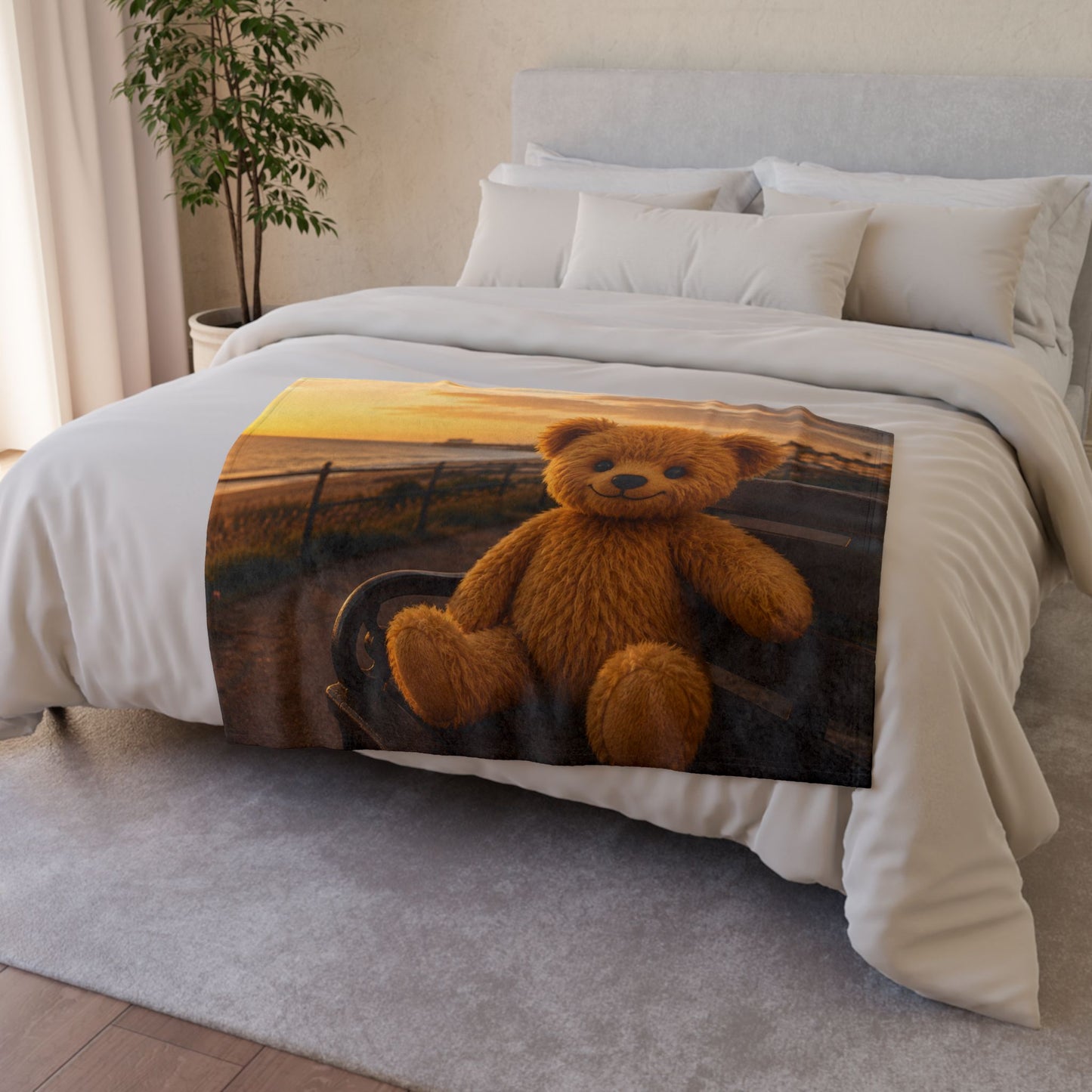 Teddy On Tour Teddy Sunset Soft Polyester Blanket (look for a matching cushion)