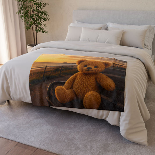 Teddy On Tour Teddy Sunset Soft Polyester Blanket (look for a matching cushion)