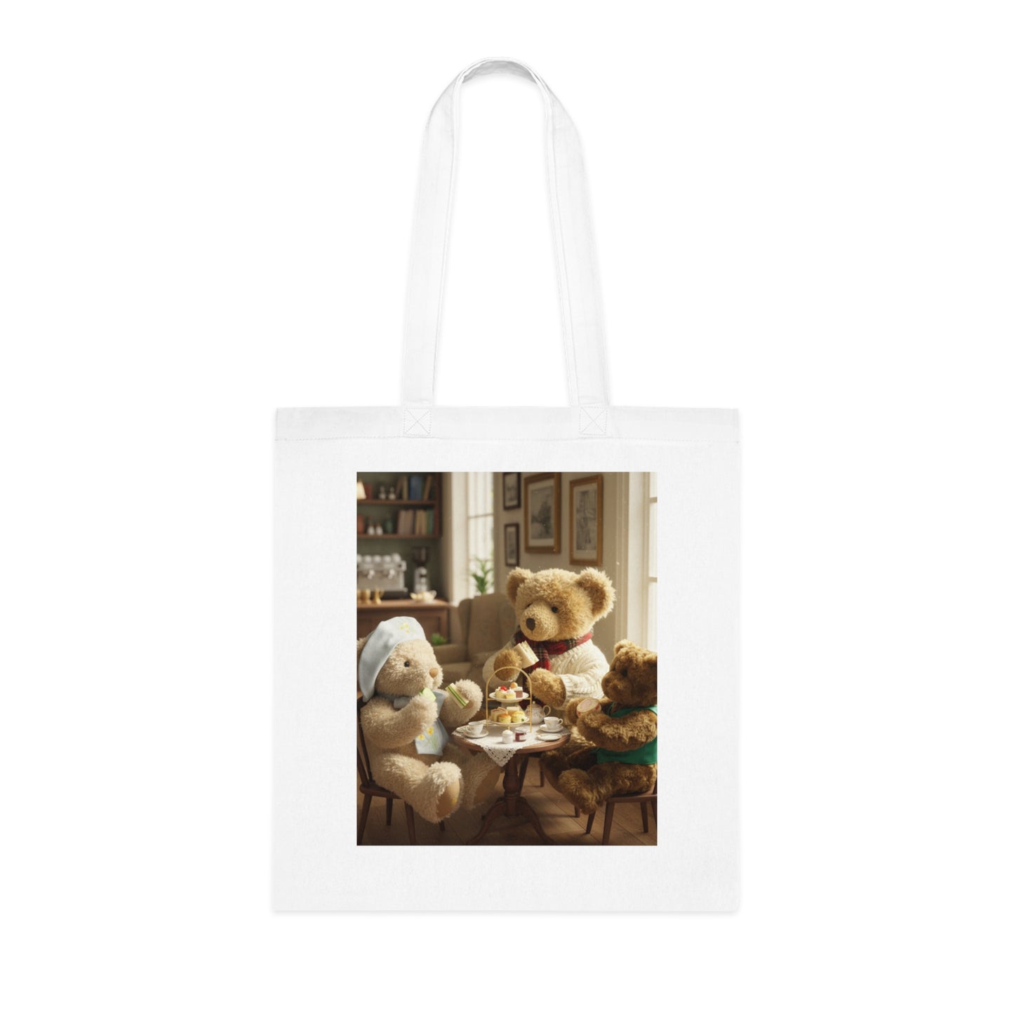 Teddy On Tour – Bear Family enjoy afternoon tea Cotton Tote Bag