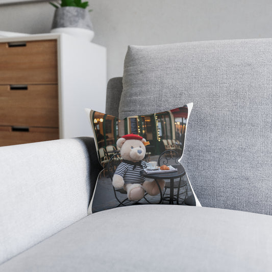 Teddy on Tour Gilbert in Paris Square Pillow