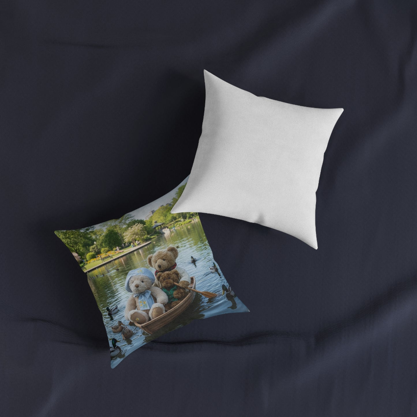 Teddy on Tour Bear Family enjoy afternoon tea Square Pillow