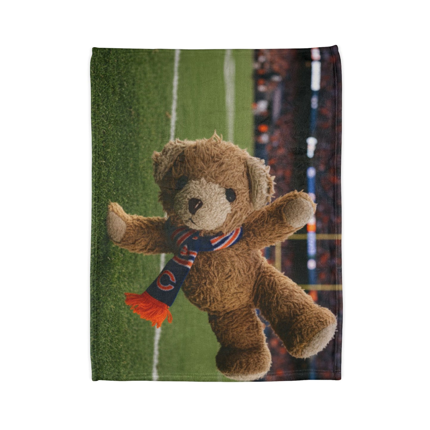 Teddy On Tour Ben visits Chicago Bears Soft Polyester Blanket