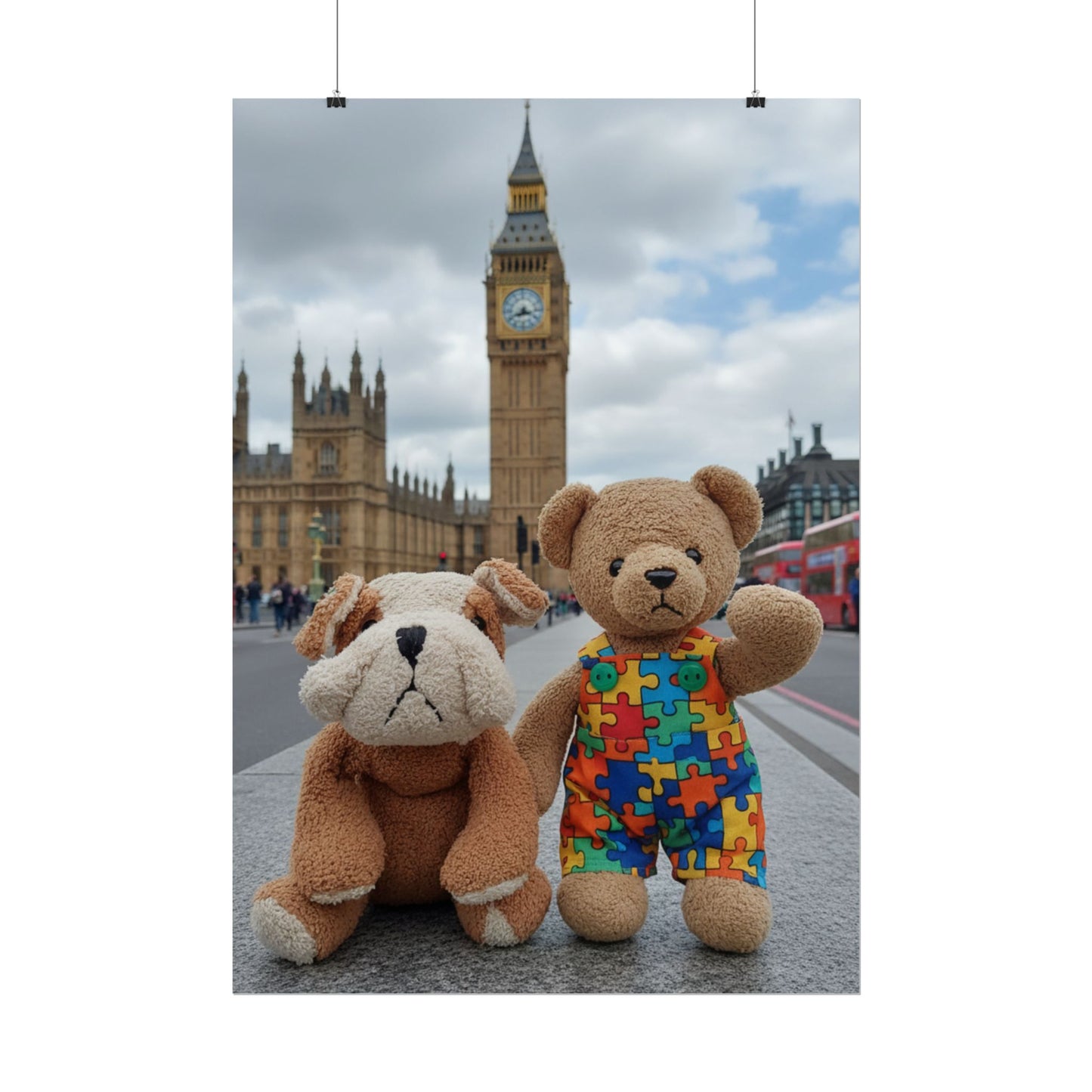 Teddy On Tour Cubby Bear and Danny Dog in London Rolled Posters