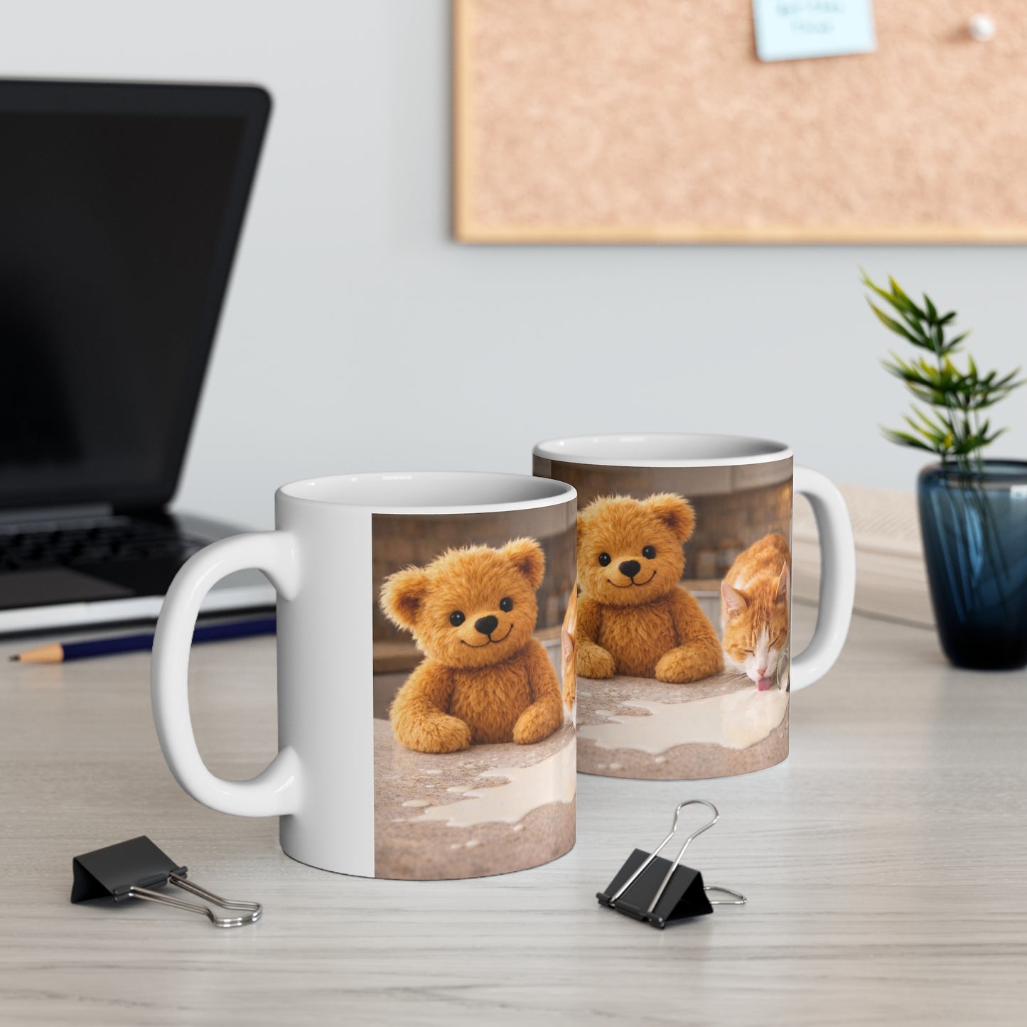 Teddy On Tour Teddy and Cat Ceramic Mug