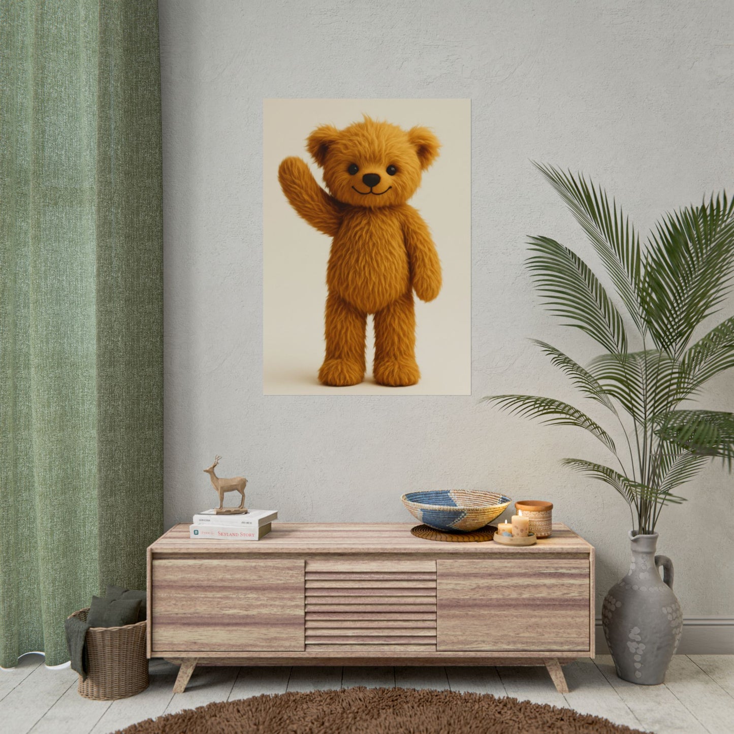 Teddy On Tour Teddy waving poster Rolled Posters