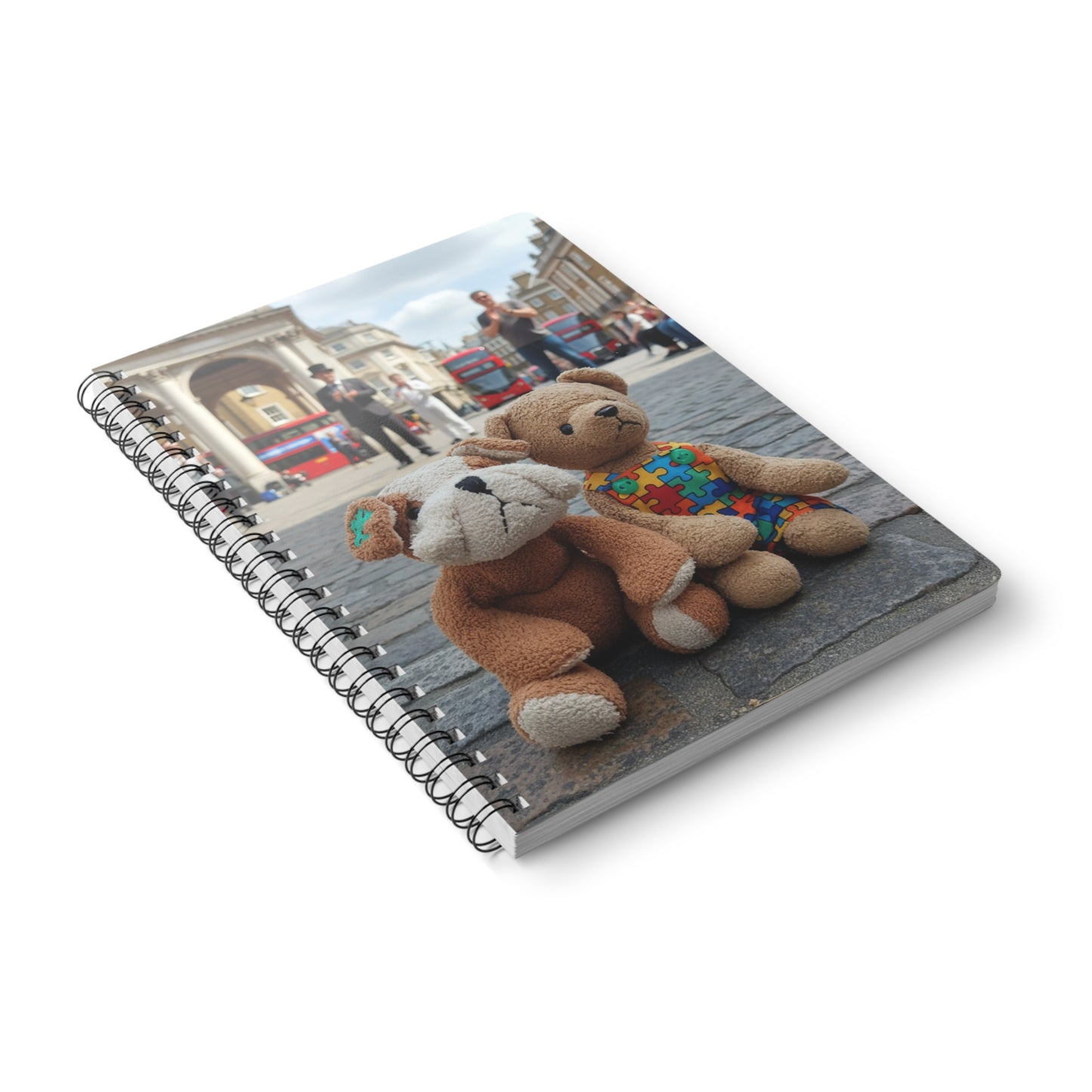 Teddy On tour Cubby Bear and Danny Dog in London Softcover Notebook, A5