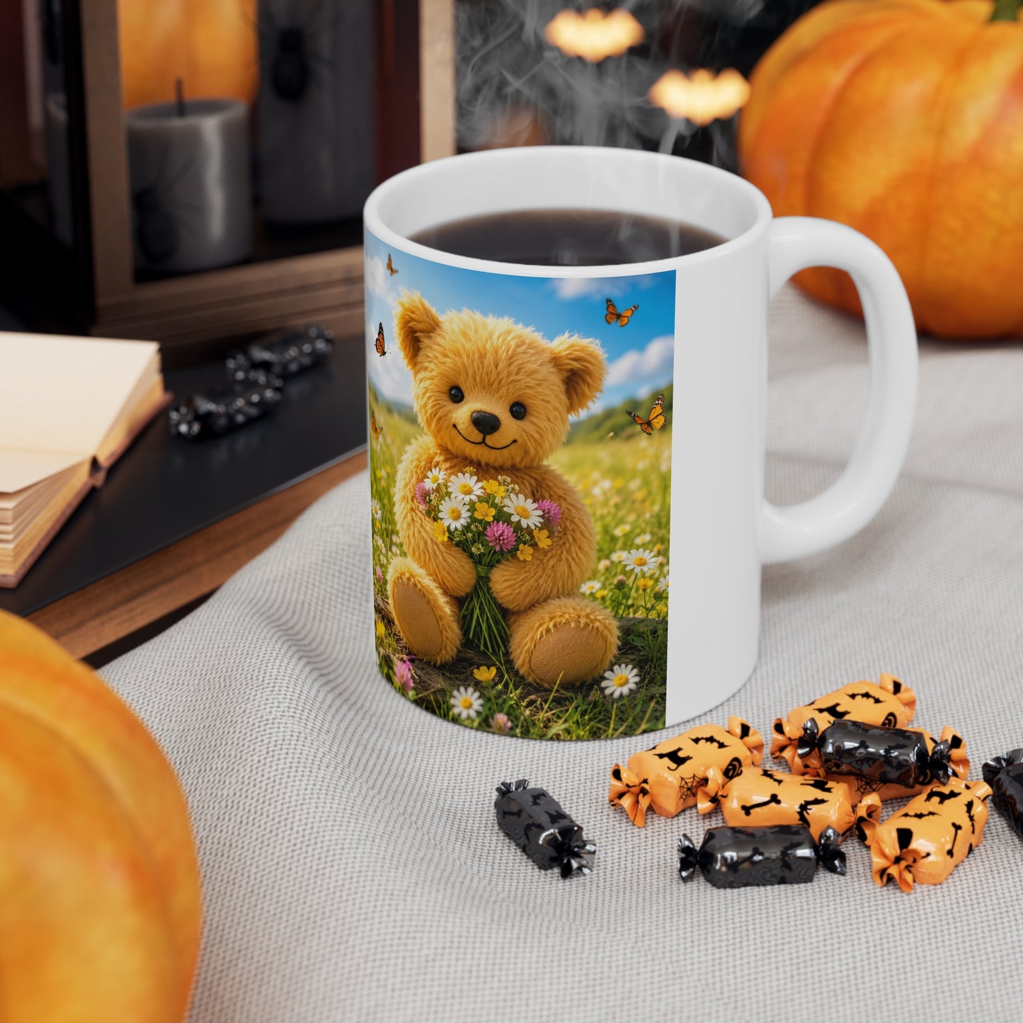 Teddy On Tour Teddy with flowers Ceramic Mug