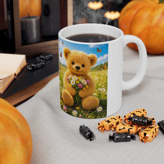 Teddy On Tour Teddy with flowers Ceramic Mug