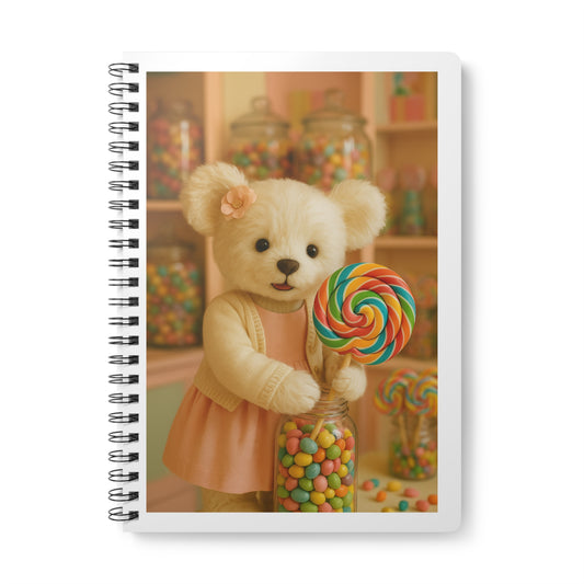 Teddy On tour Bella in a sweet shop Wirebound Softcover Notebook, A5