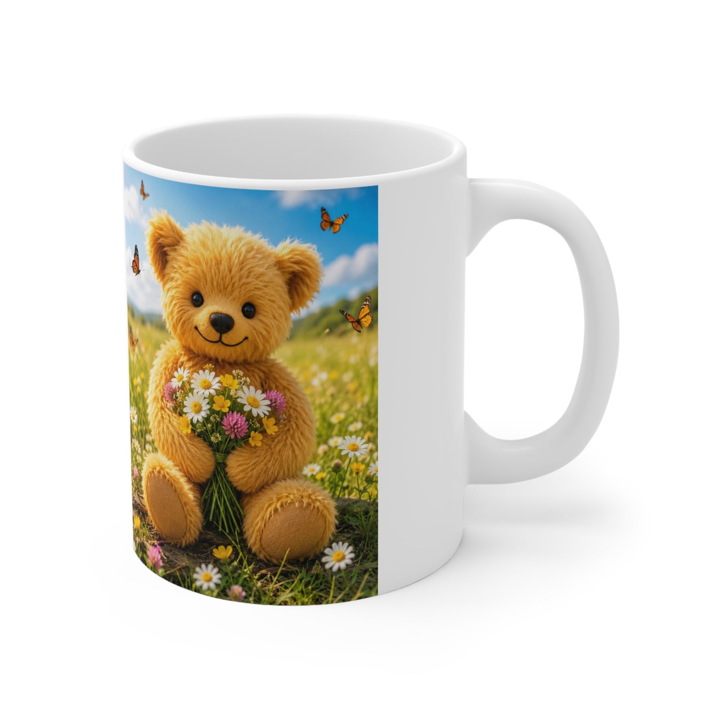 Teddy On Tour Teddy with flowers Ceramic Mug