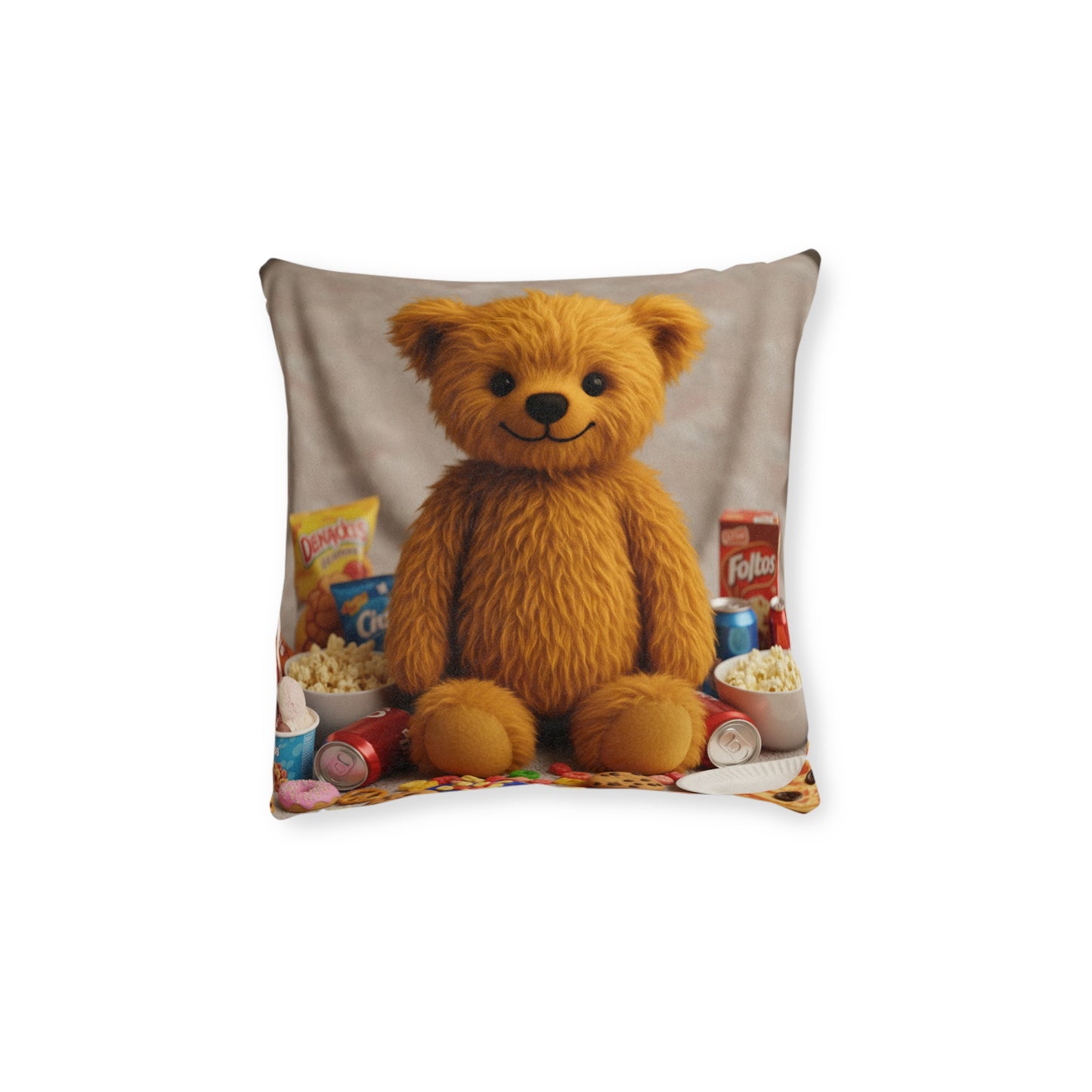 Teddy on Tour Teddy With Chompensation Square Cushion
