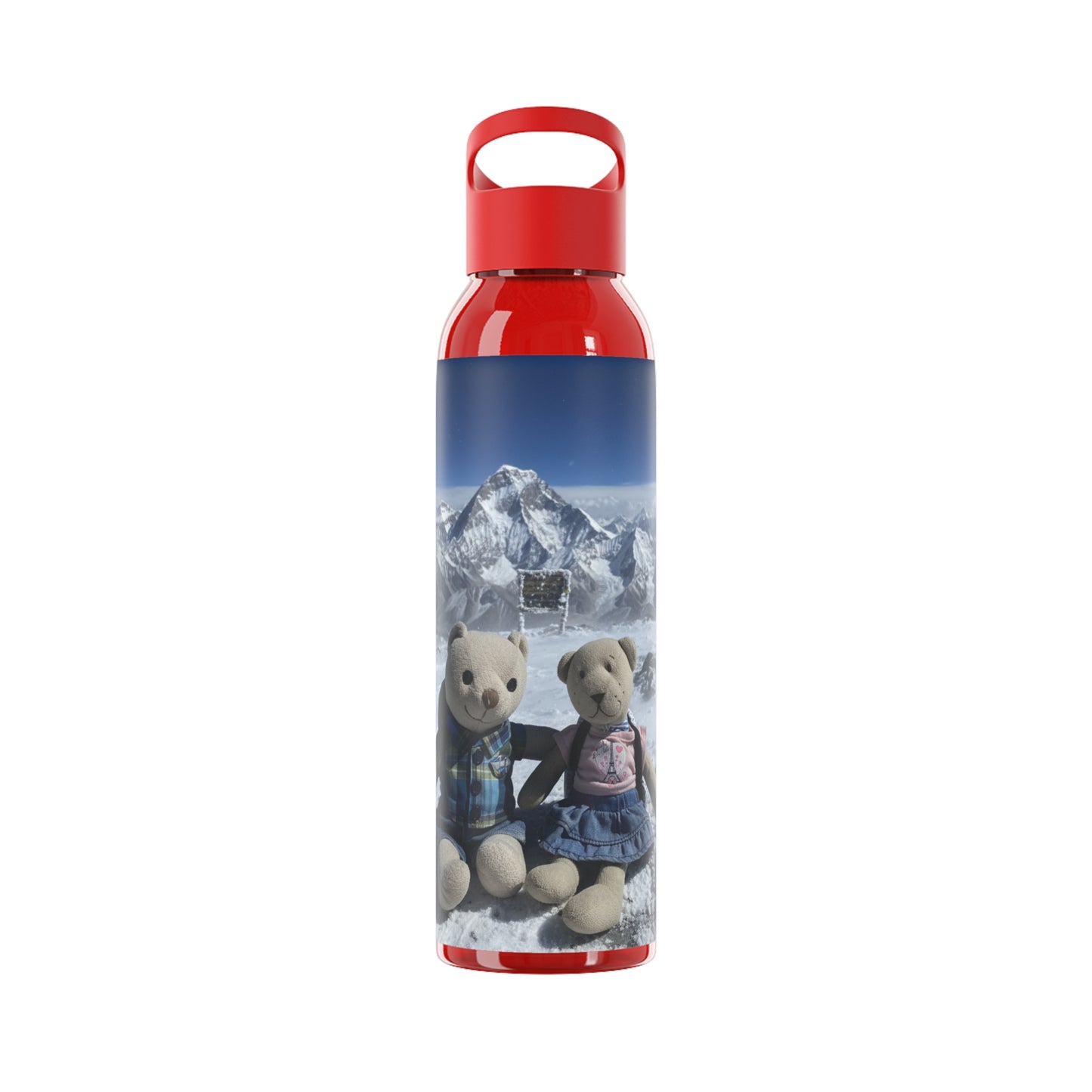 Teddy on Tour TB and Pippa Climb Everest Sky Water Bottle