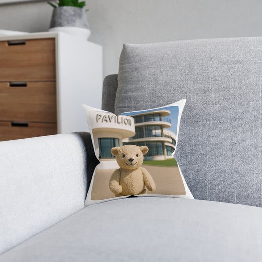 Teddy on Tour Bexhill Pavilion Square Pillow