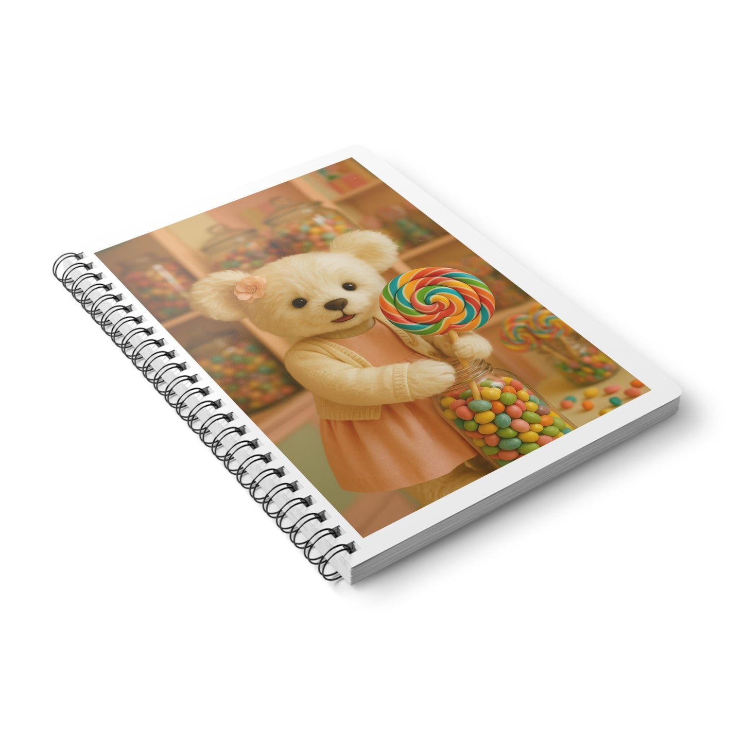 Teddy On tour Bella in a sweet shop Wirebound Softcover Notebook, A5