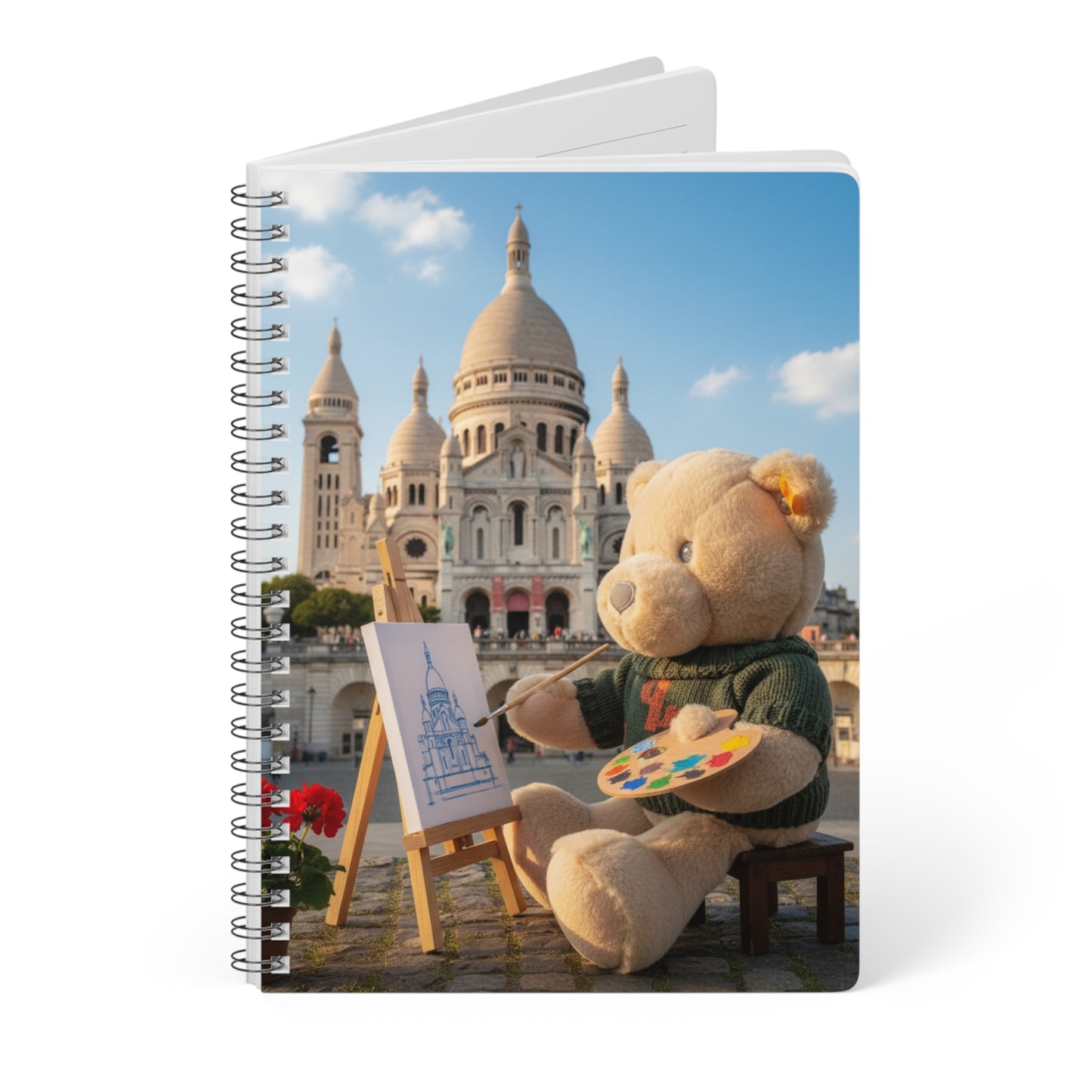 Teddy On tour Gilbert in Paris Softcover Notebook, A5