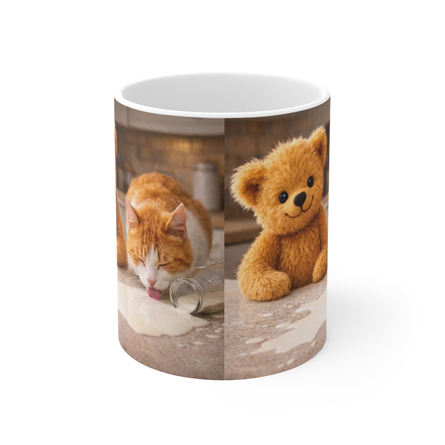 Teddy On Tour Teddy and Cat Ceramic Mug